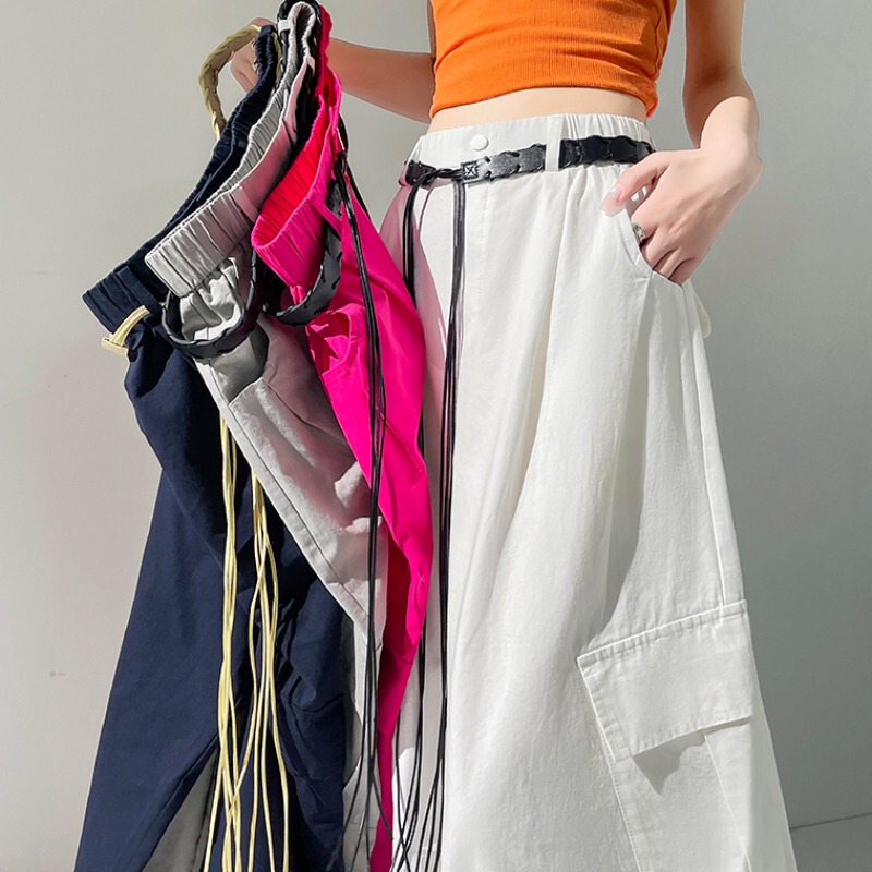 American-Style Sports Cargo Pants with Belt for Women, Summer 2026 New Slim-Fit Thin Washed High-Waisted Wide-Leg Straight Pants American-Style Sports Cargo Pants with Belt for Women, Summer 2026 New Slim-Fit Thin Washed High-Waisted Wide-Leg Straight Pants