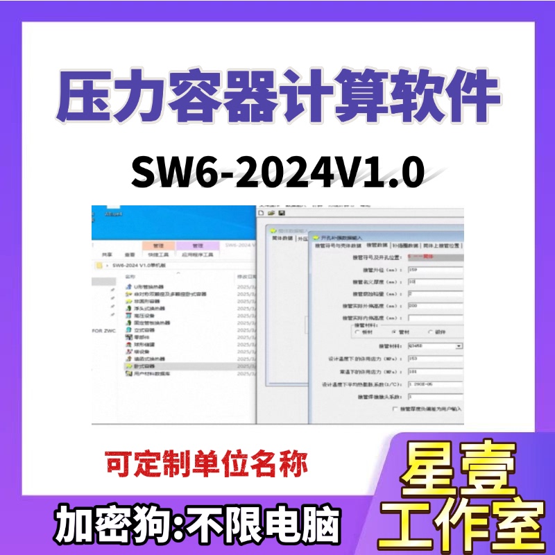 Pressure Vessel Calculation Chemical Equipment Software Sw6-2024 V1.0 Standalone Version Registered Version/Dongle