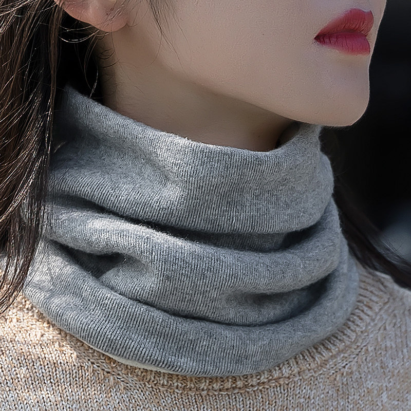 Plus velvet thick neck cover men's and women's cashmere cloth head neck cover autumn and winter solid color warm scarf fake high neck neck protection