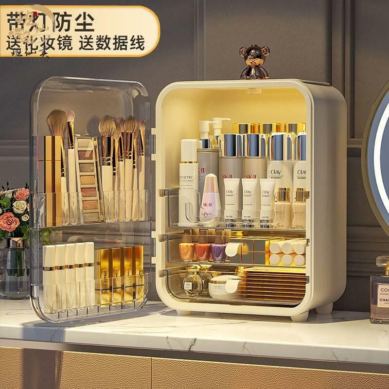 Makeup mirror storage box integrated portable desktop led light desktop with light fill light vanity mirror large dormitory