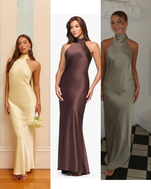 Satin Halter Neck Backless Dress for Tall Women, Fashionable, Elegant, Waist-Cinching, Slimming, Strap Dress, Formal Dress