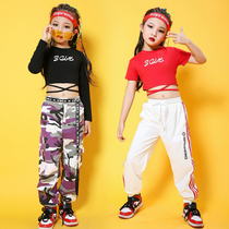 Childrens jazz dance reveal navel blouse suit Korean version with less children hip hop girl street dance costumes
