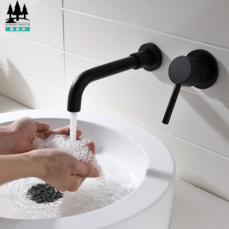 Black Forest (HSL) Concealed Wall Type Wall Outlet Faucet White Concealed Recessed Basin Hot and Cold Faucet