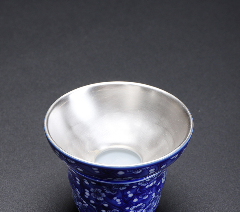 Implement the superior creative ceramic 999) tea tasted silver gilding fittings kung fu tea silver filters filter tea set