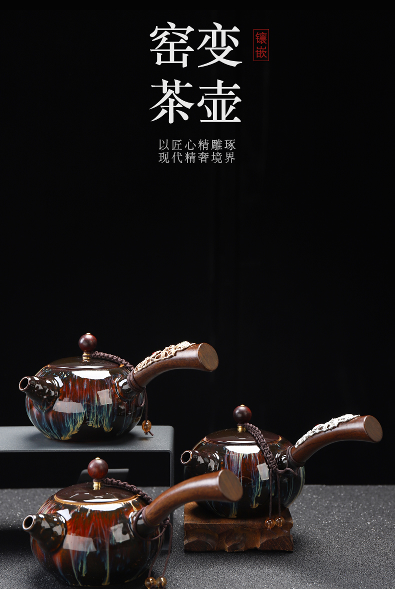 Implement the best tea with a checking silver side pot of large - sized ceramic building red glaze, jun porcelain teapot tea sets