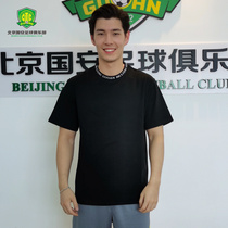 Beijing Guoan official Beijing Guoan round neck jacquard black short sleeve summer T-shirt