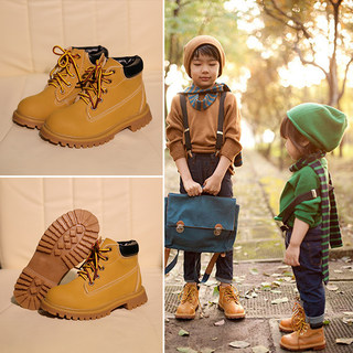 Children's Martin boots single boots boys short boots girls spring and autumn 2021 new boots in the big children's leather small yellow boots winter