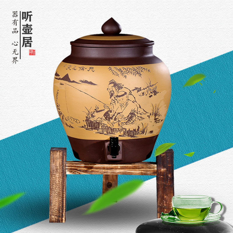 Hearing pot residence new purple sand water cylinder home kitchen water storage tank ceramic self-tea water barrel tea drinking water dispenser 20L