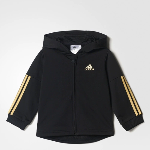 Adidas, осеннее демисезонное спортивное трикотажное платье для тренировок с капюшоном, лонгслив с молнией, комплект, детская одежда