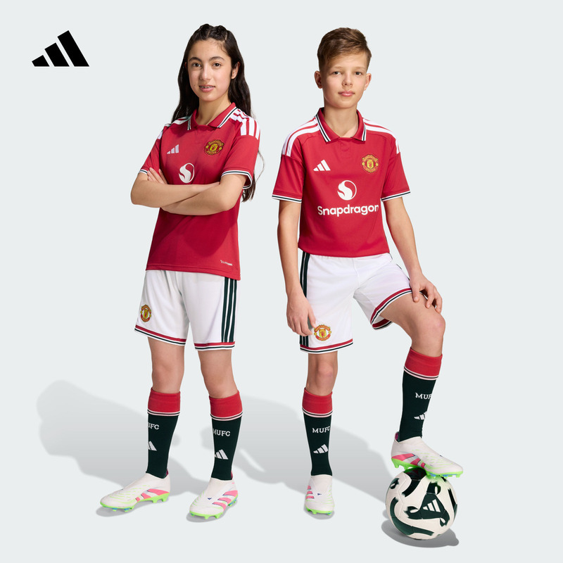 Manchester United Home Fan Version Quick-Drying Football Sports Shorts New Style for Boys and Older Children Adidas Official