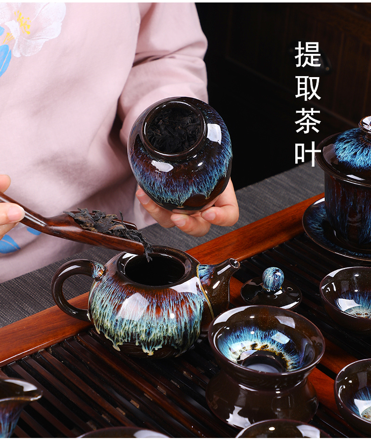 The flute up built light tea set home a whole set of kung fu tea cup, receive a visitor The teapot office gift box