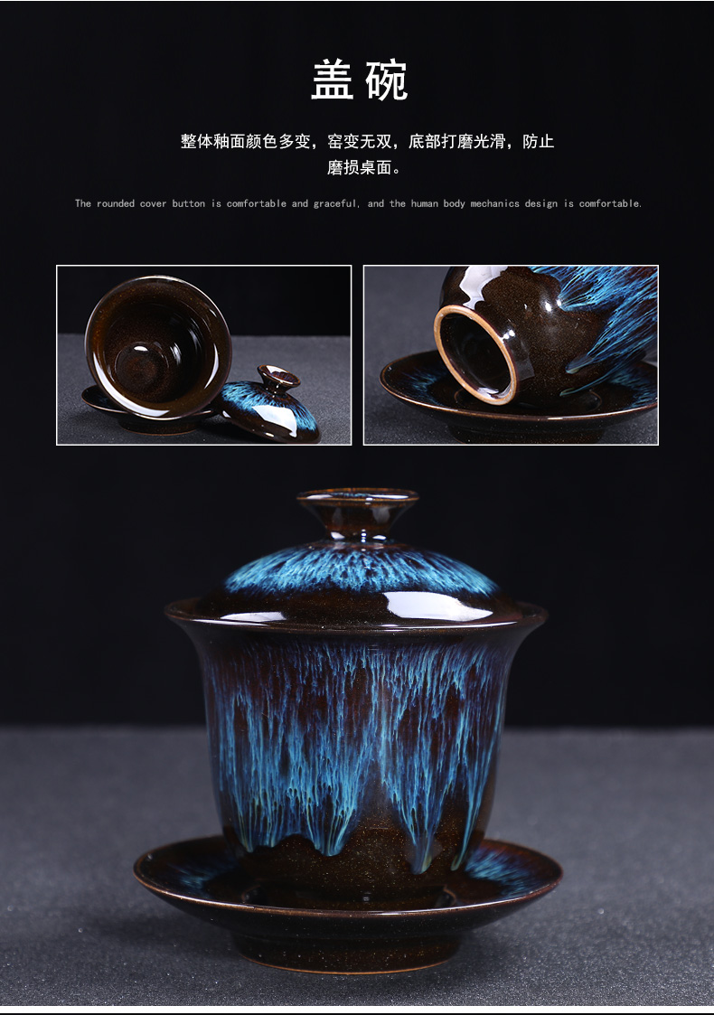 The flute up built light tea set home a whole set of kung fu tea cup, receive a visitor The teapot office gift box