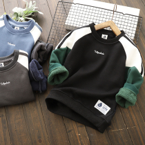 Boys clothes thick and velvet Zhongdong 2020 new baby in autumn and winter New Baby velvet base shirt Korean version of foreign atmosphere tide