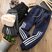 Boys plus velvet pants thickened 2019 autumn and winter thick large childrens cotton pants outside sweatpants gold velvet trousers tide tide