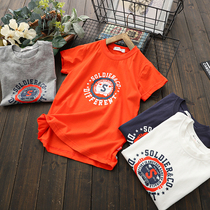 Childrens short sleeve T-shirt boys Korean version of cotton letter T-shirt 2020 Summer new medium-sized children loose cotton