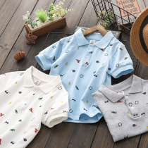 Summer clearance ~ childrens new short-sleeved polo shirt boys foreign-style cotton top Children color cartoon T-shirt