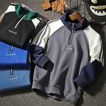 Childrens clothes 2020 new spring and autumn round neck base shirt in the big child cotton loose collar boy sports shirt