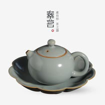 Ceramic bubble teapot Ru kiln xshi pot filter single pot open slice ice crack kung fu tea set household pot bearing large size