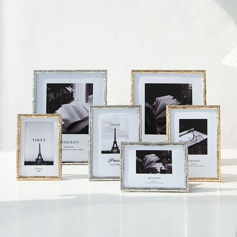 High-End Fashion Glass and Metal Photo Frame Display Stand, 6, 7, 8, 10 Inch Photo Printing, American-Style Creative Light Luxury Ornament