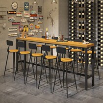 Solid wood bar table top table with wall strip table High foot table Restaurant High foot chair Stool Iron Art Bar Table table and chairs Composition
