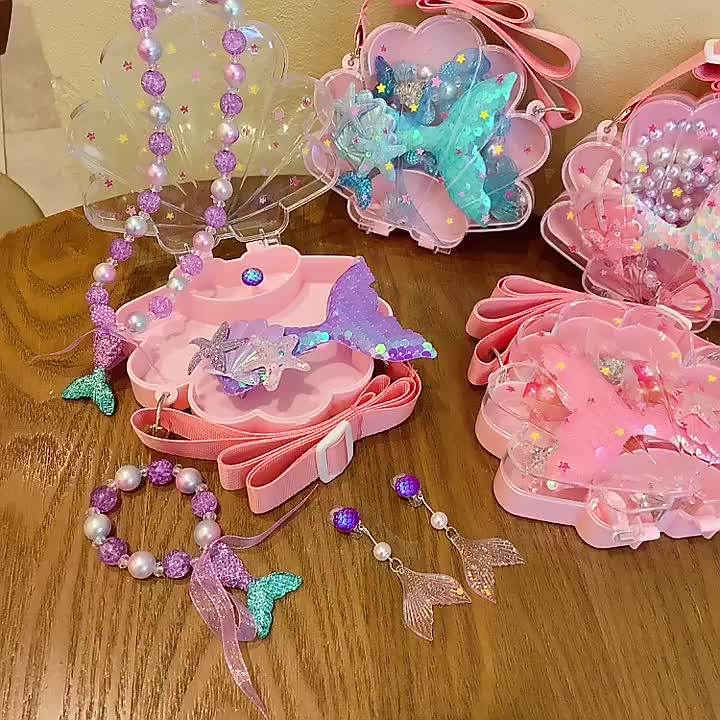 Children's Pearl Necklace Mermaid Jewelry Set European Beauty Baby Toy