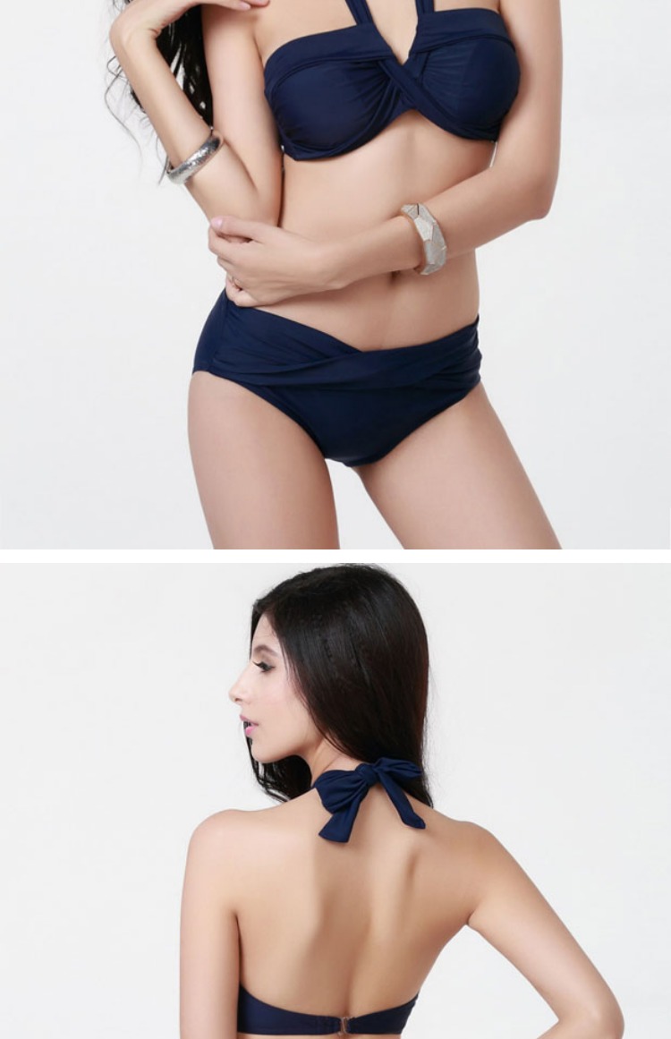 Đen treo cổ áo tắm bikini hàng đầu nữ chia nhỏ ngực tập hợp ngực lớn kích thước lớn mã trắng gợi cảm hơn so với Kenney đồ bơi 1 mảnh váy