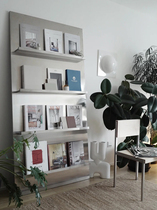 Nordic simple stainless steel magazine rack clothing store display rack Net red floor against the wall multi-layer newspaper bookshelf