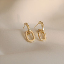 S925 silver needle ring with interlocking earrings superior ear nail woman temperament brief lukewarm wind ear pendant personality earrings