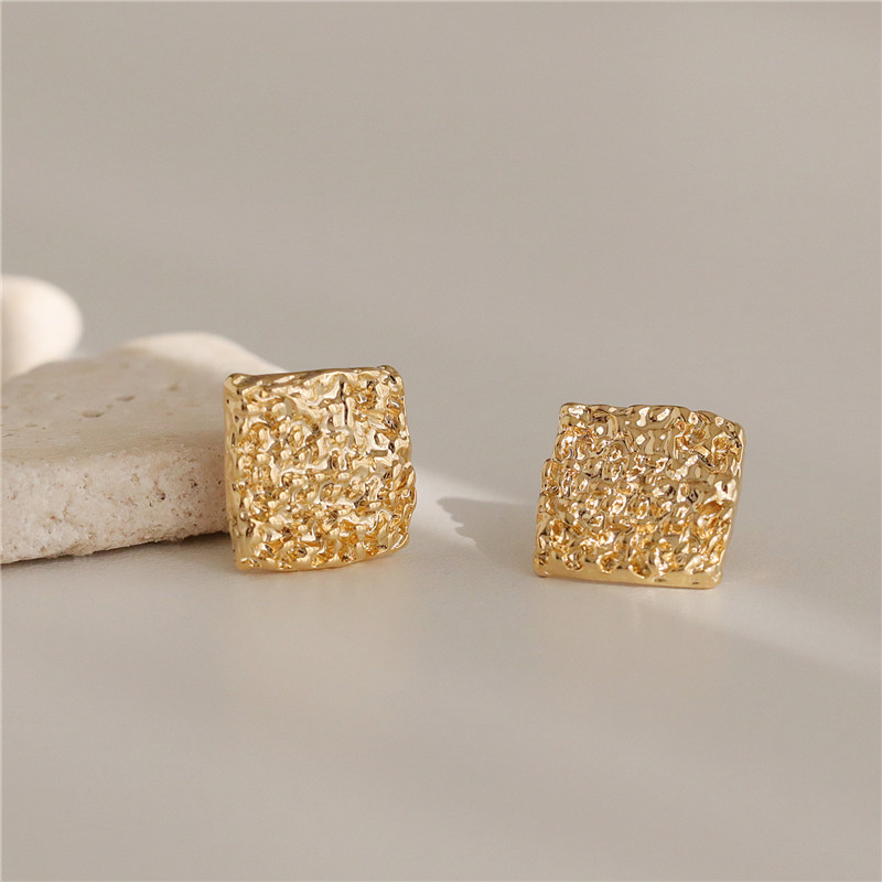 S925 Silver Needle Geometric Square Earshot Woman Temperament Korea Superior Earrings Small Crowddesign Sensation 100 Hitch Wear