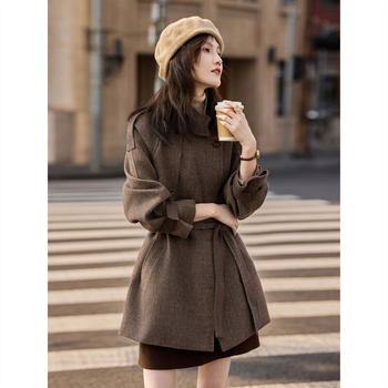 苏醒的乐园冬季新品绵羊毛中长款宽松减龄显瘦毛呢外套休闲大衣