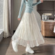 Awakening Paradise Spring New Retro Loose High Waist Slim Long A-Line Fairy Cake Skirt Mesh Skirt