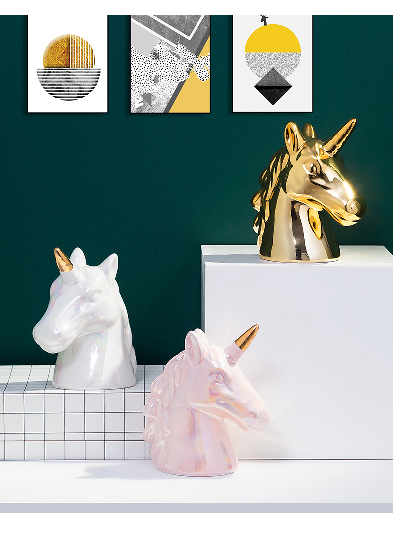 The Nordic ceramic animal iridescence unicorn piggy bank girls birthday present study of piggy bank small place decoration