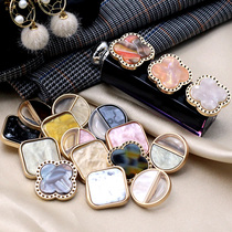 Fashion Metal Buttons Women Dress Cashmere Coat Wind Suit Jacket Buttons 100 Hitch Square Round Decorative Buttons