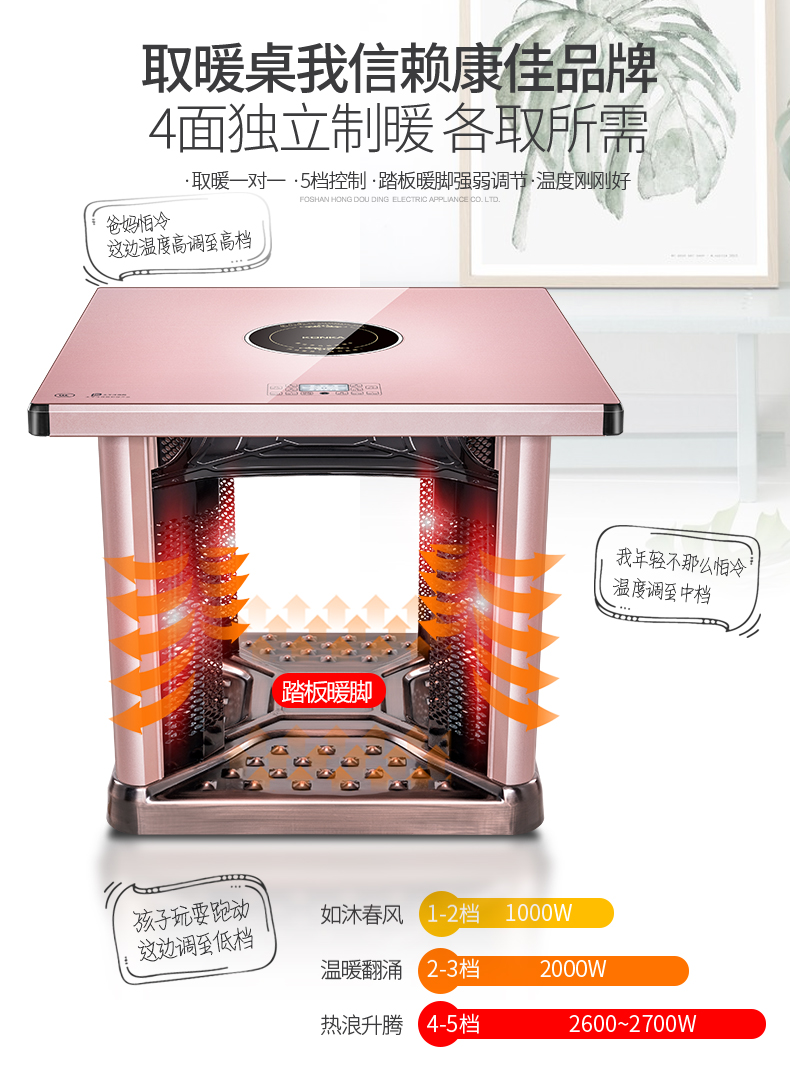 Konka/康佳 多功能电暖桌 可作电陶炉+烘衣物 2600w 图1