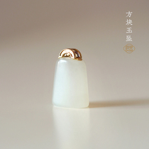 Good art new free chain jade pendant Sheep fat jade gold inlaid jade square pendant Small jade brand jade pendant