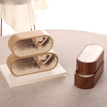 Wooden rounded photo frame music box retro clockwork photo music box to send classmates girlfriends birthday Tanabata gift girl
