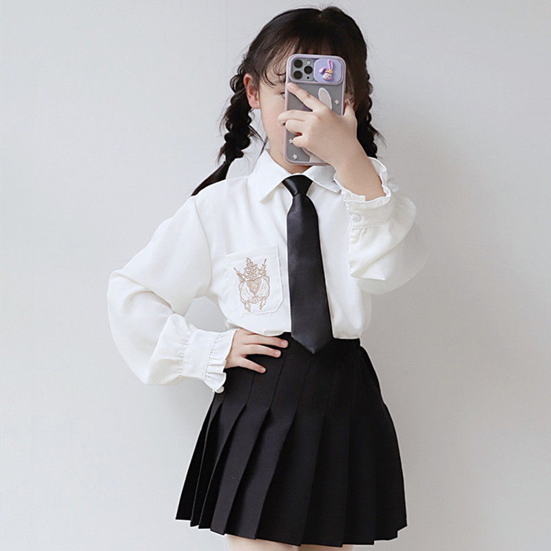 Girl Spring Dress Long Sleeve White Shirt CUHK Tong Jk Uniform Snow Spinning Easy Princess Shirt Design Feel Blouse New