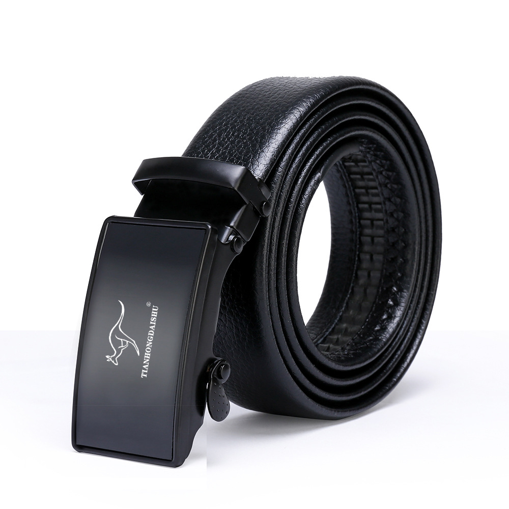 Kangaroo belt men's leather 2020 new trend 100 automatic buckle business young people leather pants belt