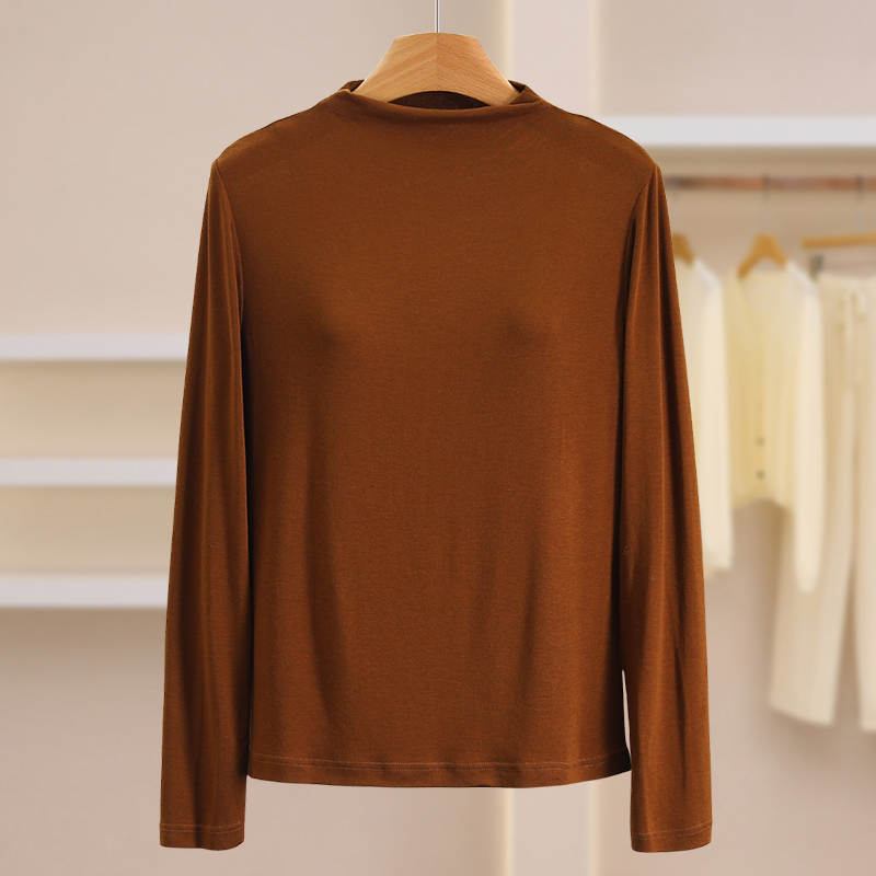 【Di】Commuting Daily Wear Half-High Collar Slim-Fit Long-Sleeve T-Shirt, Genuine Product from Store Clearance, 26 Winter Women's Clothing