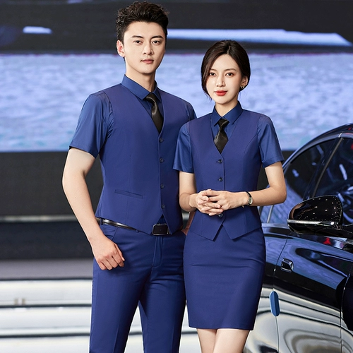 Жилет подходит для мужчин и женщин, комплект, рубашка для работы, униформа, с вышивкой