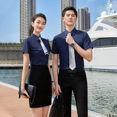 Рубашка подходит для мужчин и женщин, нарукавники, комплект для работы, короткий рукав, делается под заказ, с вышивкой, с печатью вашего логотипа