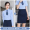 Women's long sleeved - light blue shirt+navy skirt