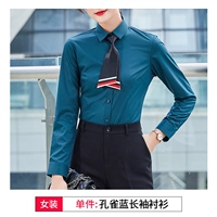 Одиночная женская павлина синяя длинная рубашка