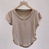 Приталенная классическая современная спортивная одежда, V-образный вырез, короткий рукав