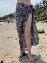 Beach wrap skirt swimsuit cover gauze lower body scarf bikini cover skirt with sun protection seaside swimsuit apron