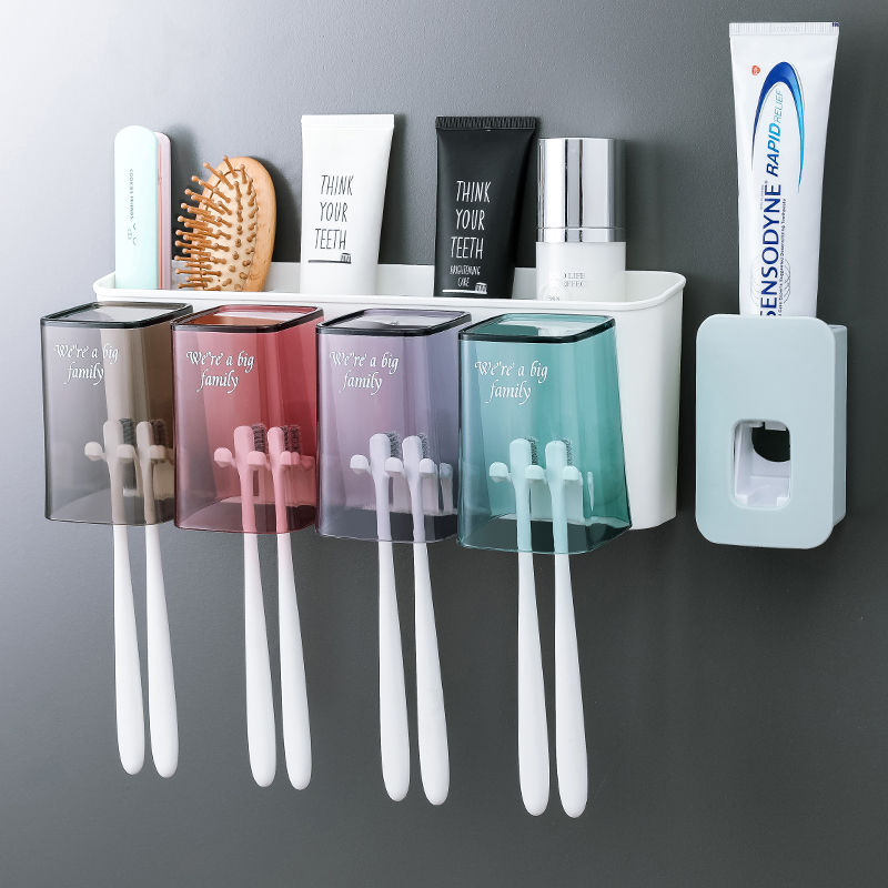 Toothbrush shelf Automatic toothpaste squeezer Extrusion artifact Lazy household punch-free wall-mounted suction wall kit