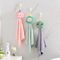 Cute Water-absorbing Hanging Korean Hand Towel Thick Cartoon Kitchen Towel Dry Hand Towel Nordic Bathroom Kids