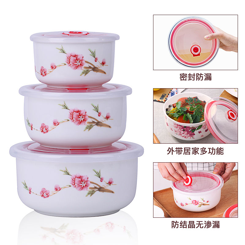 Jingdezhen ceramic preservation bowl three - piece microwave preservation box lunch box lunch box sealed box rainbow such use ceramic bowl