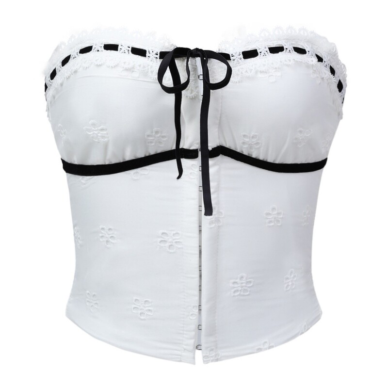 Fashionable White Slim-Fit Fishbone Corset Lace-Up Tight-Fitting Women's Sexy Shapewear Top