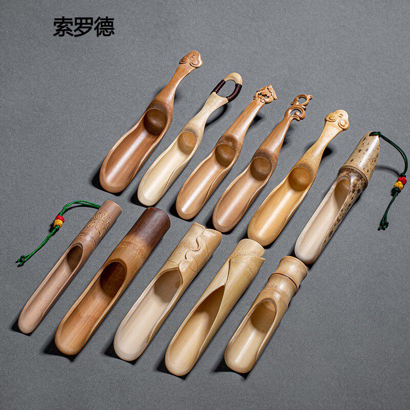 Tea then bamboo Zen Serve natural bamboo root bamboo carving small number tea, then tea-picking tea box sub-teaspoon tea spoon tea shovel